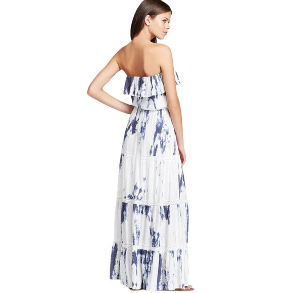 Guess Strapless Maxi Dress – Blue & White Marbled – Size Small - Picture 3 of 7
